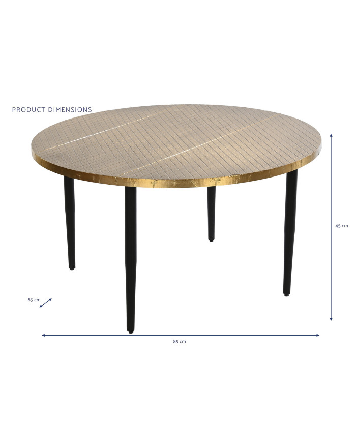 MESA CENTRO MADERA METAL 85X85X45 DORADO