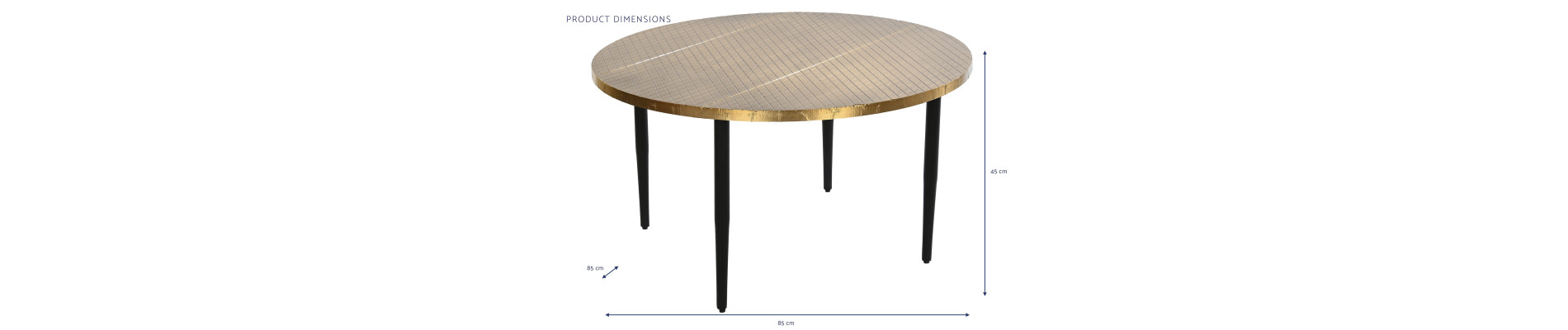 MESA CENTRO MADERA METAL 85X85X45 DORADO