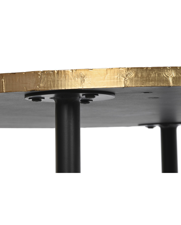 MESA CENTRO MADERA METAL 85X85X45 DORADO
