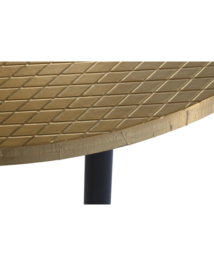 MESA CENTRO MADERA METAL 85X85X45 DORADO