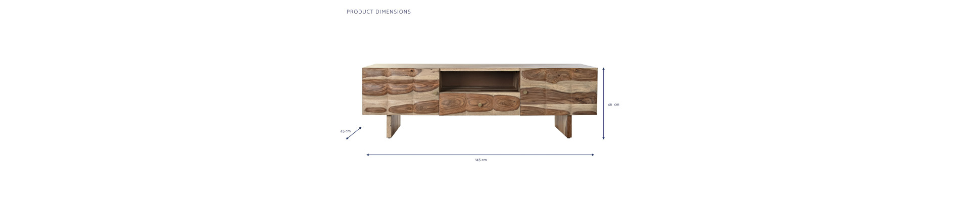 MUEBLE TV SHEESHAM 145X45X46 ONDAS NATURAL