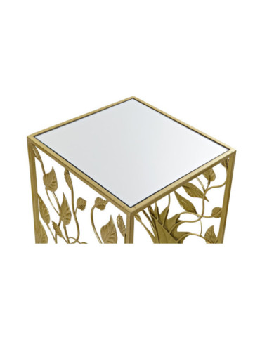 MESITA AUXILIAR SET 3 METAL ESPEJO 40X40X70 ARBOL