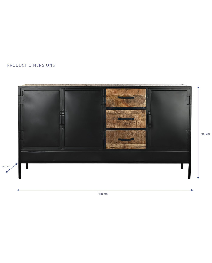 BUFFET MANGO METAL 160X40X90 MARRON