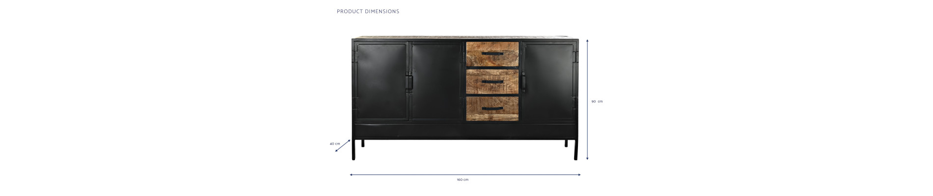 BUFFET MANGO METAL 160X40X90 MARRON