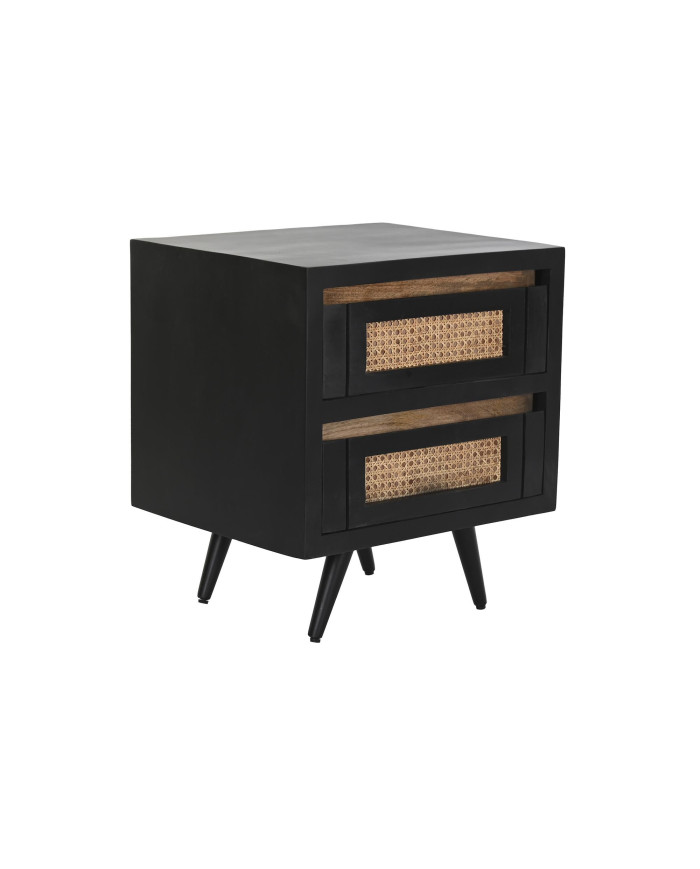 MESITA DE NOCHE MANGO RATAN 50X40X55 NEGRO
