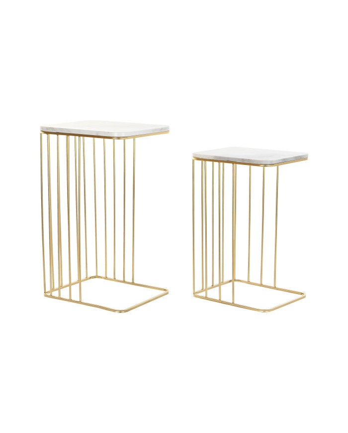 MESITA AUXILIAR SET 2 METAL MARMOL 45,4X37,5X73