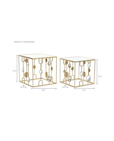 MESITA AUXILIAR SET 2 METAL ESPEJO 50X50X50 MATE
