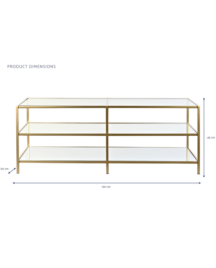 MESA CENTRO METAL ESPEJO 120X50X45 MATE DORADO