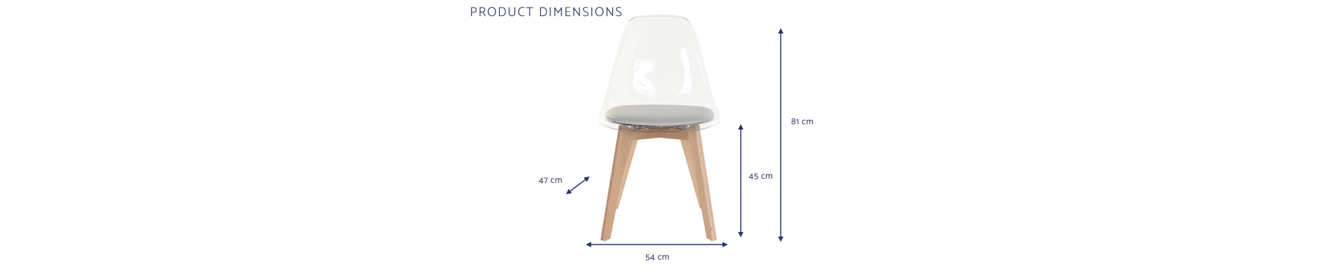SILLA POLICARBONATO MADERA 54X47X81 TAPIZADO GRIS