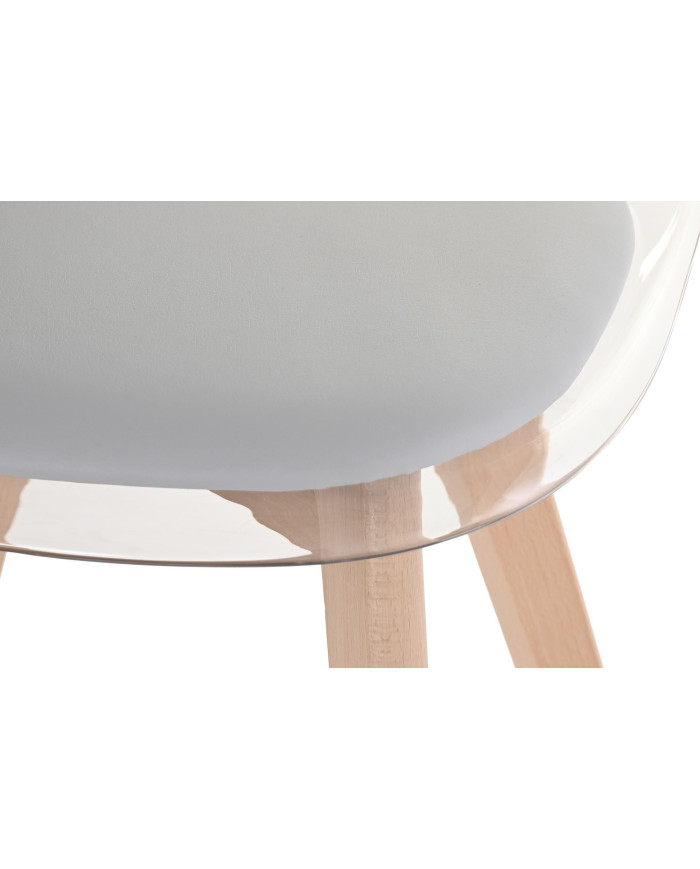 SILLA POLICARBONATO MADERA 54X47X81 TAPIZADO GRIS