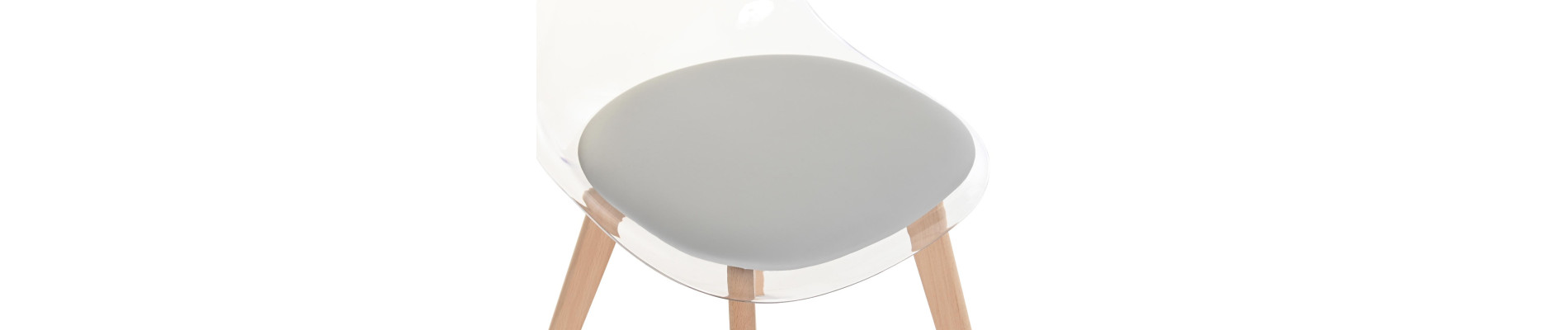 SILLA POLICARBONATO MADERA 54X47X81 TAPIZADO GRIS