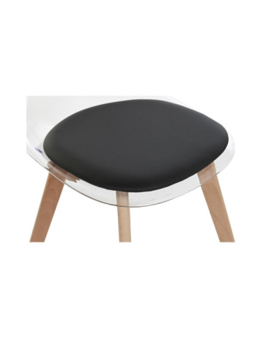 SILLA POLICARBONATO MADERA 54X47X81 TAPIZADO NEGRO