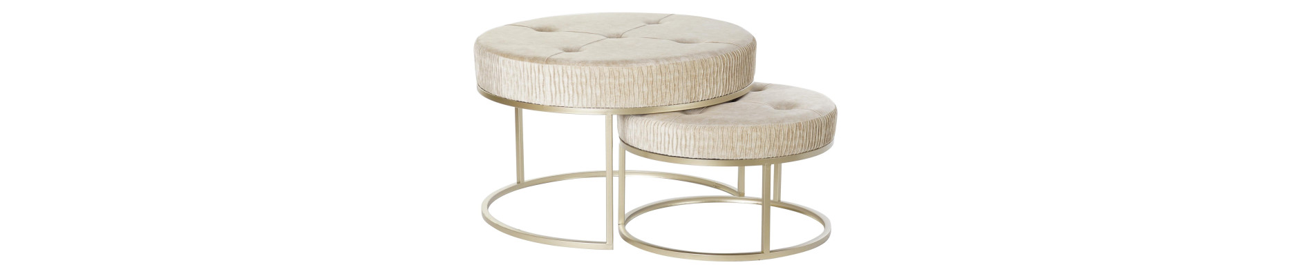 REPOSAPIES SET 2 POLIESTER METAL 80X80X53 BEIGE