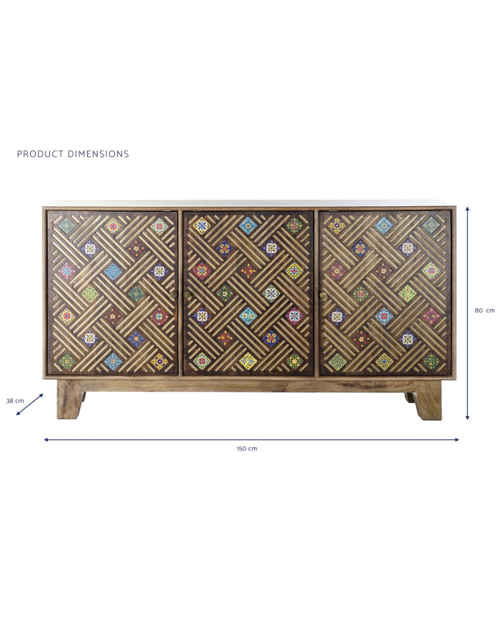 BUFFET MANGO 150X38X80 RAYAS MARRON OSCURO