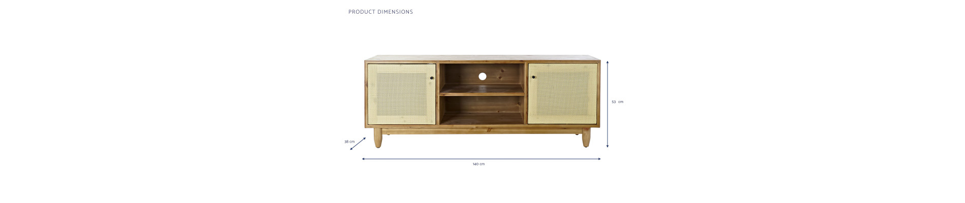 MUEBLE TV ABETO RATAN 140X38X53 MARRON