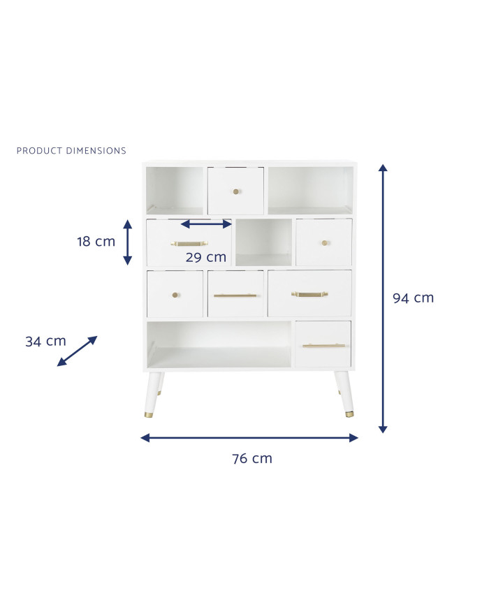 CAJONERA MDF METAL 76X34X94 BLANCO