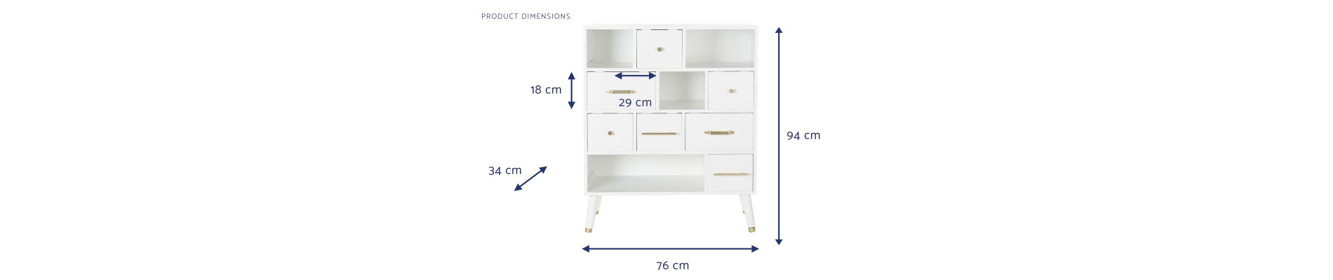 CAJONERA MDF METAL 76X34X94 BLANCO