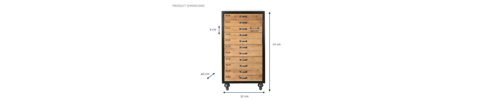 CAJONERA ABETO 57X40X111 NEGRO