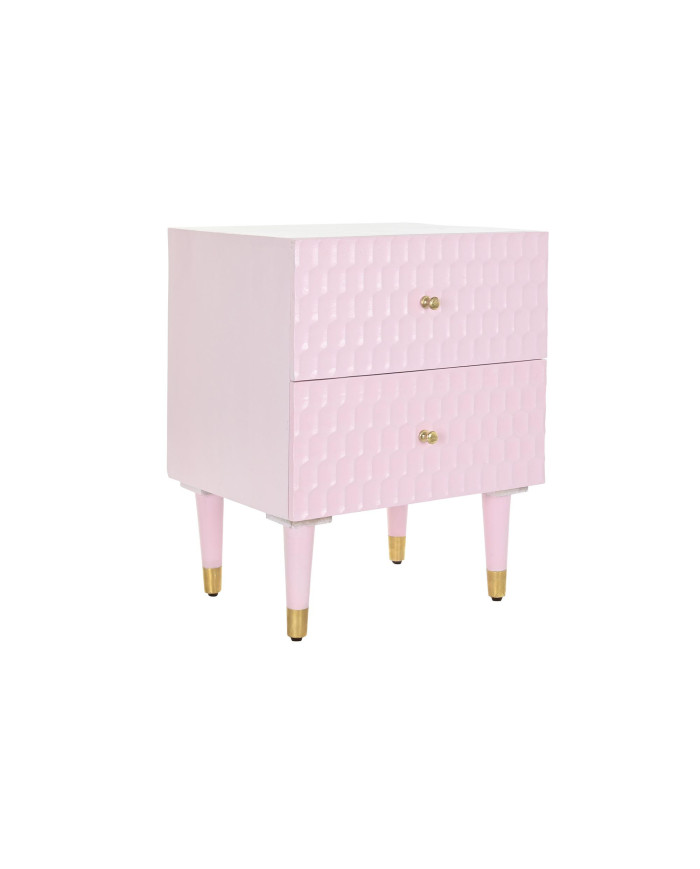MESITA DE NOCHE MANGO METAL 52X42X65 ROSA PALO