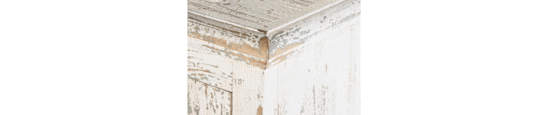 APARADOR ABETO MDF 93,5X36,5X110 ENVEJECIDO BLANCO