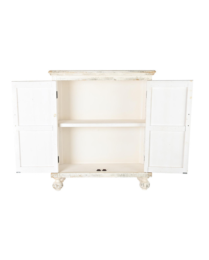 APARADOR ABETO MDF 93,5X36,5X110 ENVEJECIDO BLANCO
