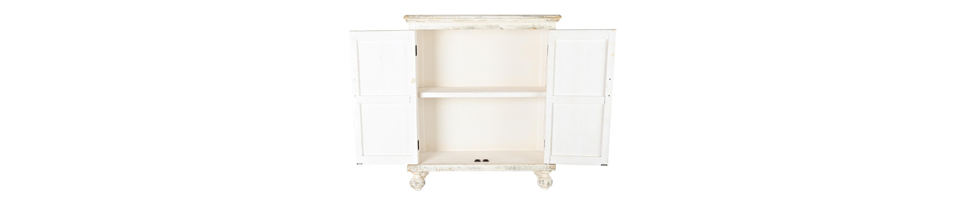 APARADOR ABETO MDF 93,5X36,5X110 ENVEJECIDO BLANCO