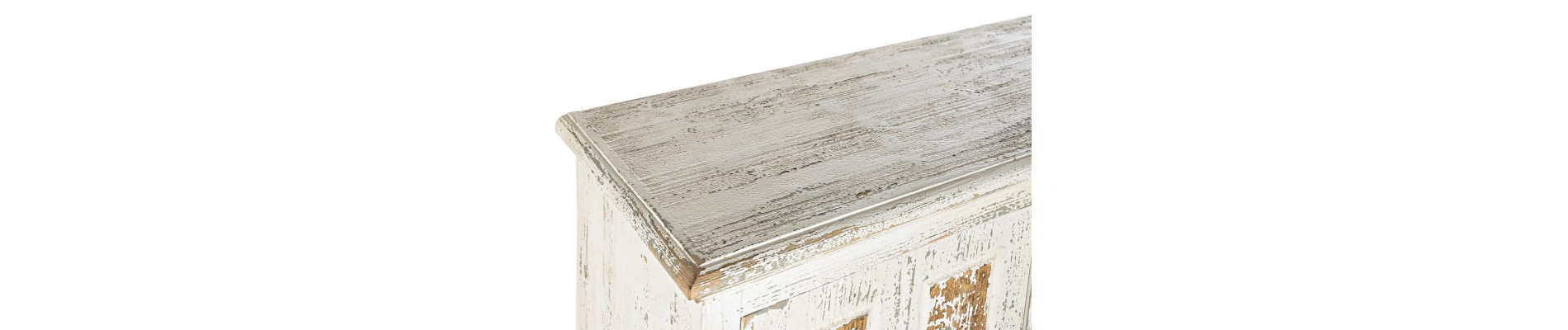 APARADOR ABETO MDF 93,5X36,5X110 ENVEJECIDO BLANCO
