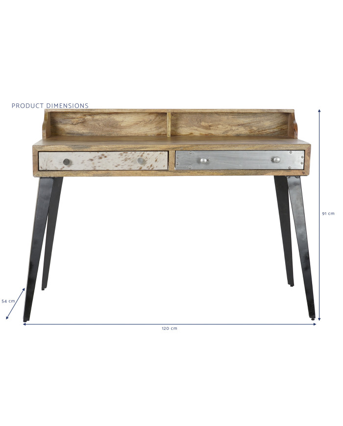 ESCRITORIO MANGO METAL 120X54X91 MARRON