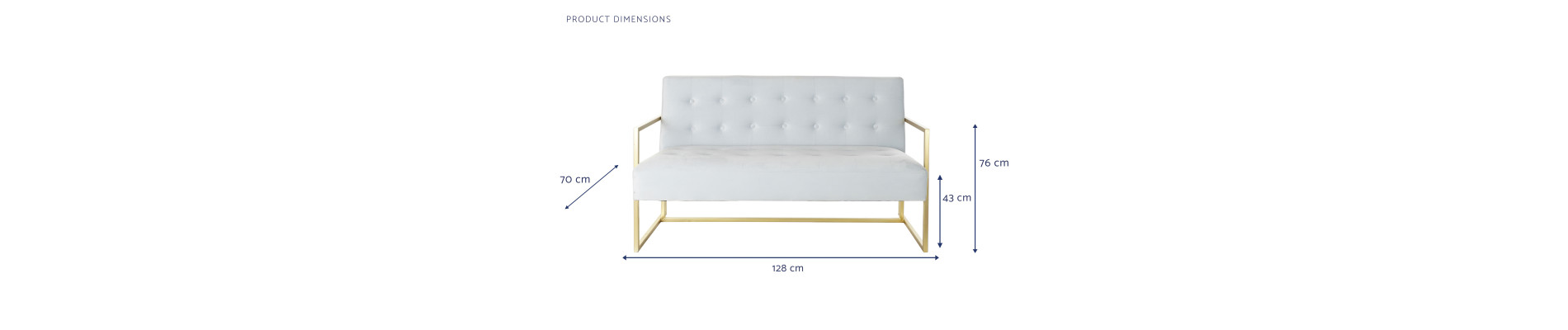 SOFA POLIESTER METAL 128X70X76 CAPITONE