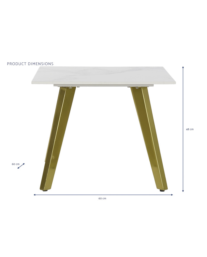 MESITA AUXILIAR CERAMICA METAL 60X60X48 DORADO