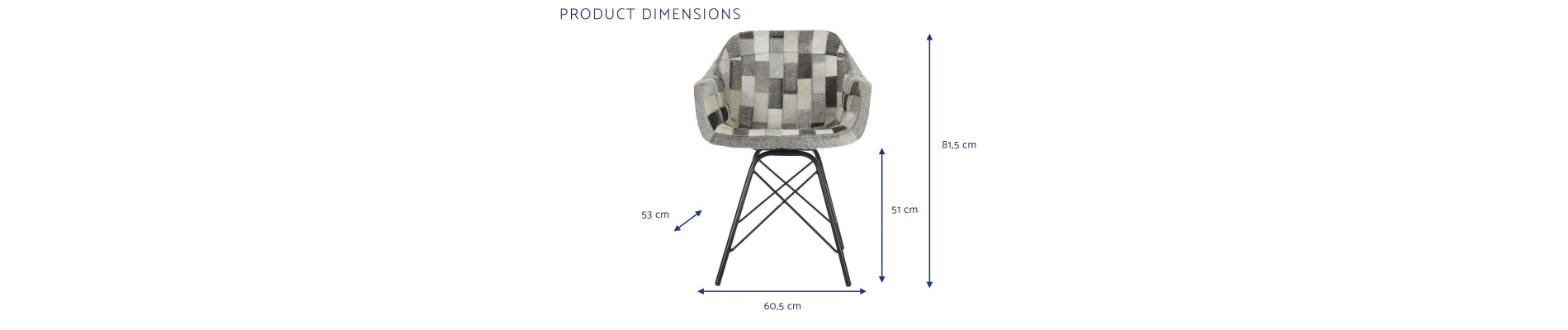 SILLA METAL 60,5X53X81,5 SILLA METAL PIEL VACA