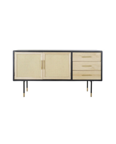 BUFFET PINO RATAN 150X44X76 NEGRO