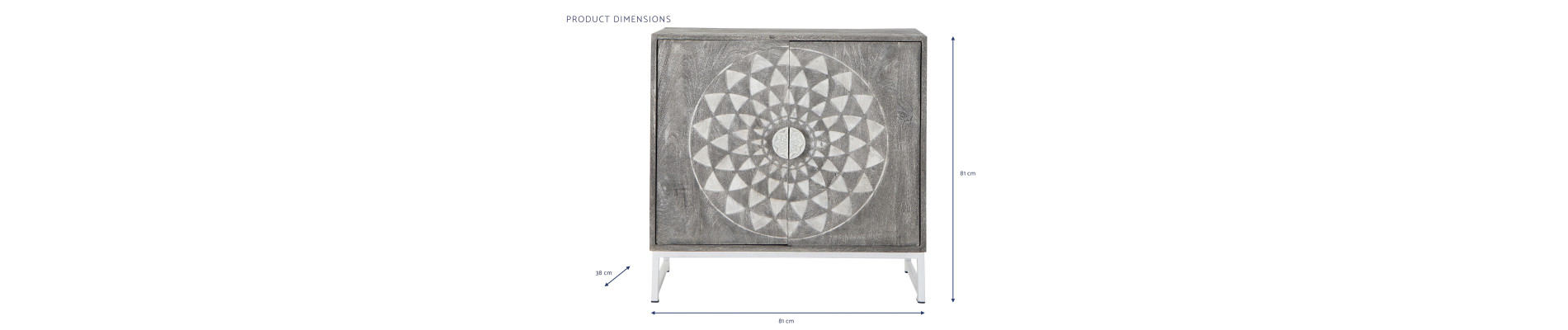 APARADOR MANGO METAL 81X38X81 MANDALA GRIS
