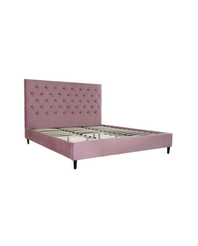 CAMA MADERA METAL 187X210X137 CAPITONE ROSA