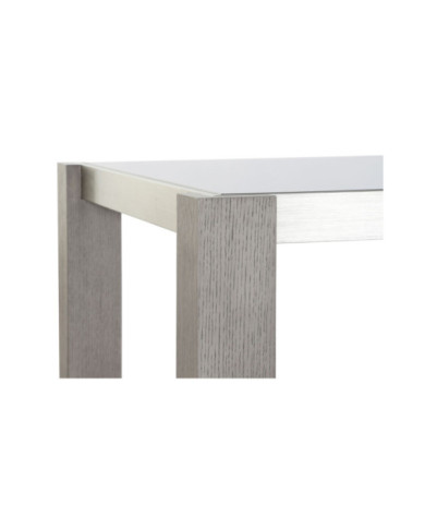 MESA COMEDOR ROBLE ALUMINIO 162X92X74 CRISTAL GRIS