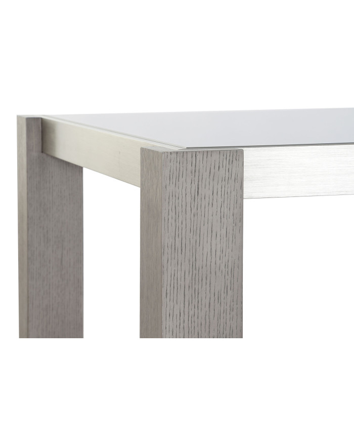 MESA COMEDOR ROBLE ALUMINIO 162X92X74 CRISTAL GRIS