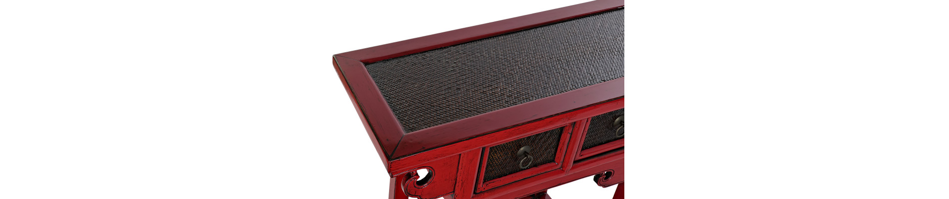 CONSOLA OLMO METAL 85X35X80 2 CAJONES ROJO