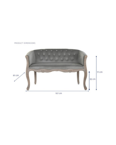 SOFA POLIESTER RUBBERWOOD 107X60X69 TERCIOPELO