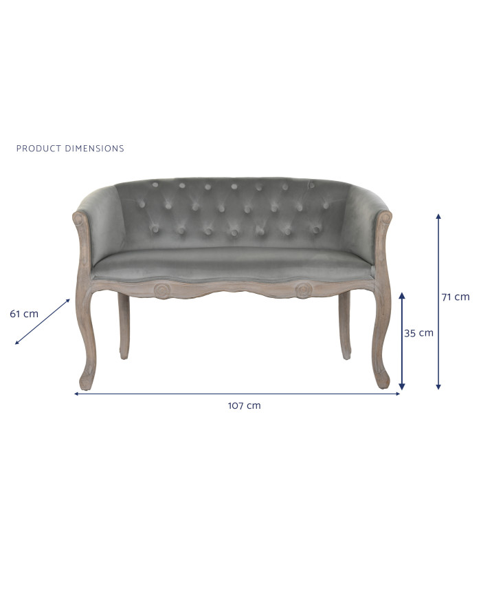 SOFA POLIESTER RUBBERWOOD 107X60X69 TERCIOPELO