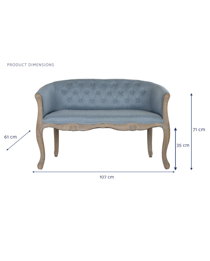 SOFA POLIESTER RUBBERWOOD 103X61X71 DECAPE AZUL