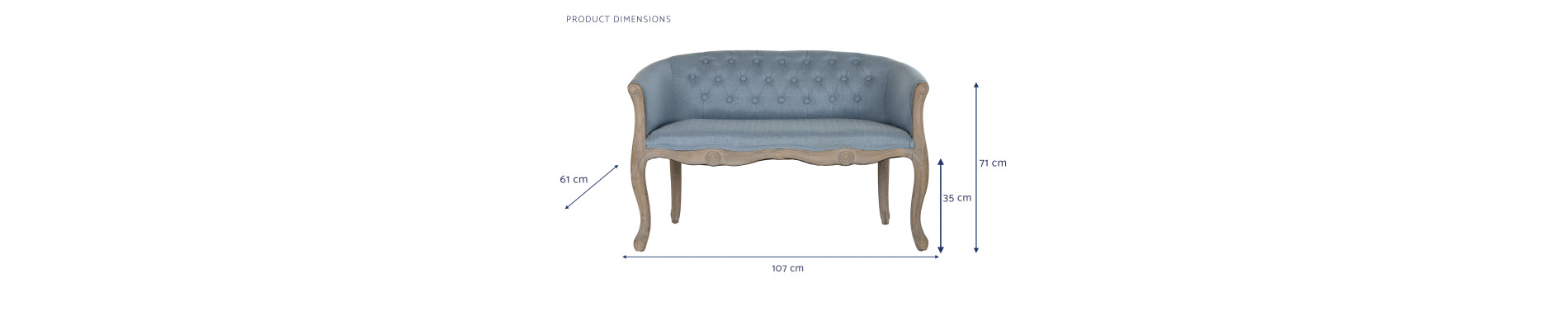 SOFA POLIESTER RUBBERWOOD 103X61X71 DECAPE AZUL