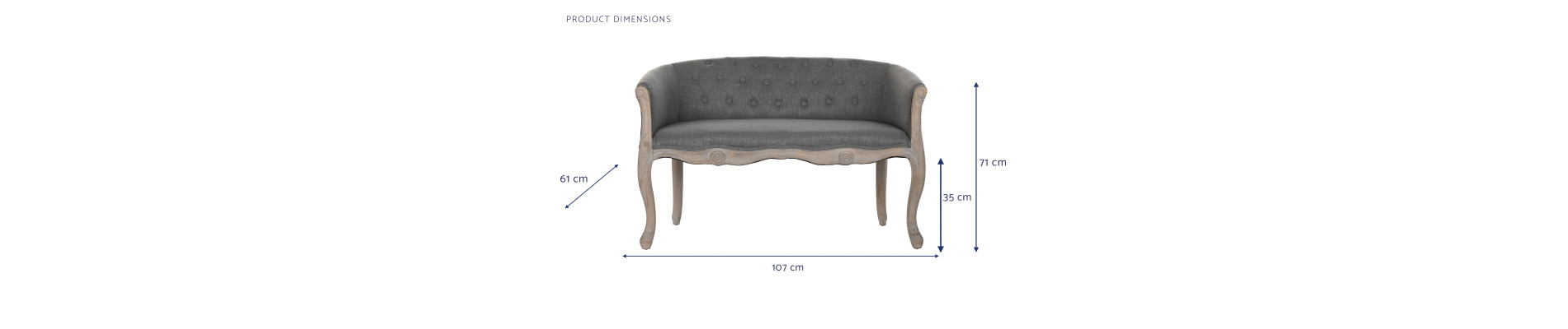 SOFA POLIESTER RUBBERWOOD 107X61X71 DECAPE