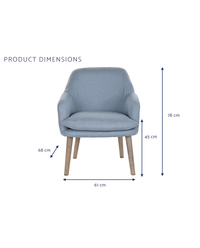 BUTACA POLIESTER MADERA 61X68X78 AZUL