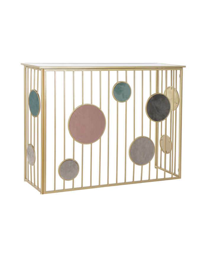 CONSOLA METAL ESPEJO 120X36X90 CIRCULOS DORADO