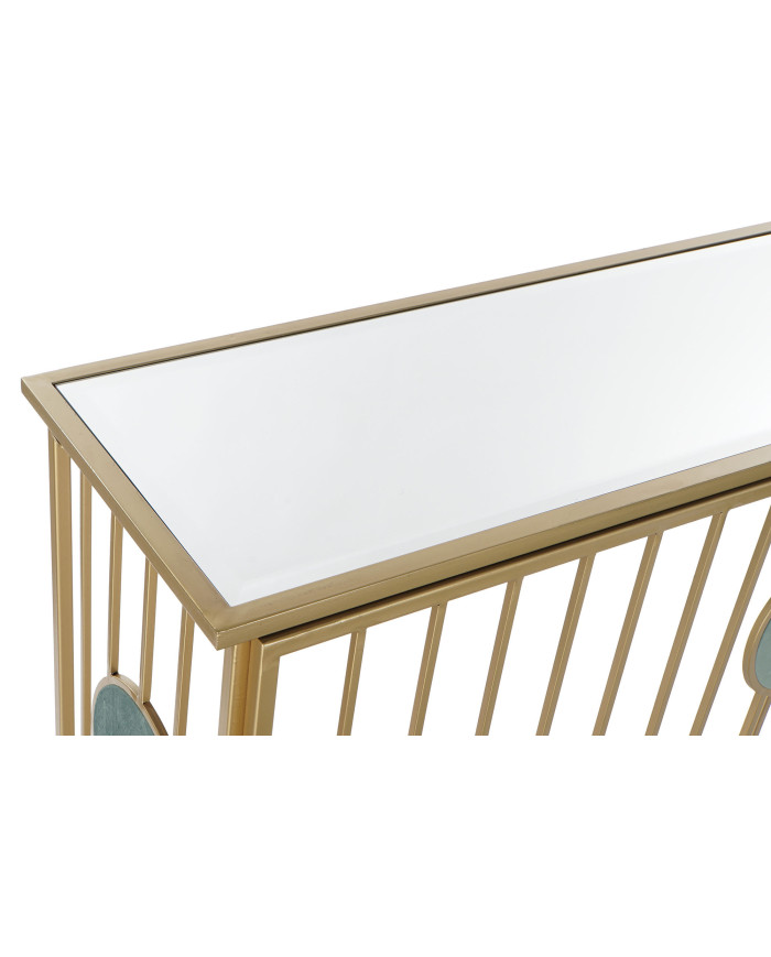 CONSOLA METAL ESPEJO 120X36X90 CIRCULOS DORADO