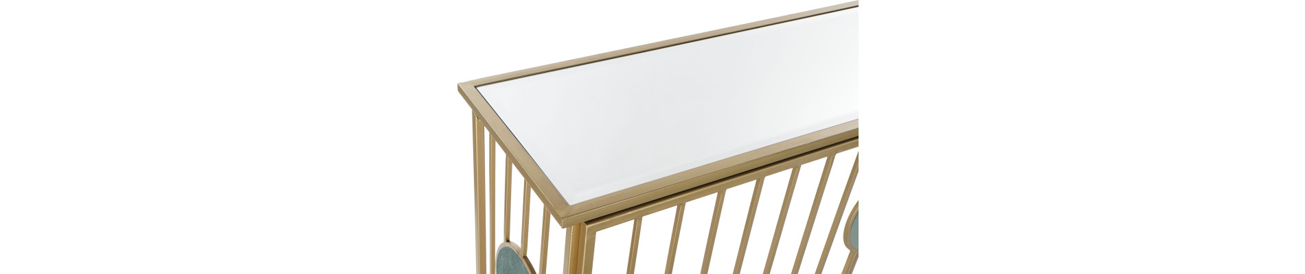 CONSOLA METAL ESPEJO 120X36X90 CIRCULOS DORADO