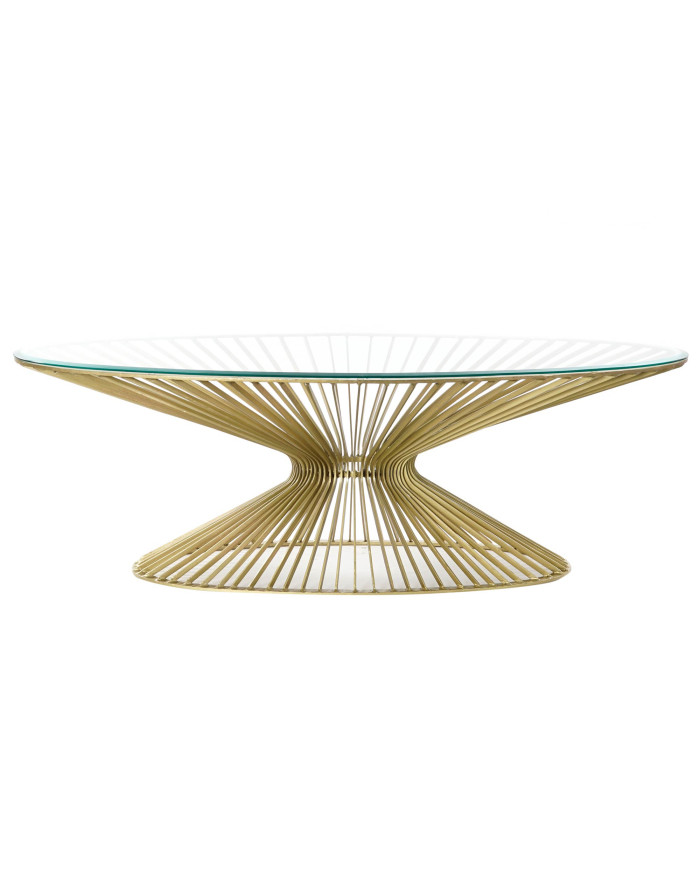 MESA CENTRO ACERO CRISTAL 138X66X46 DORADO