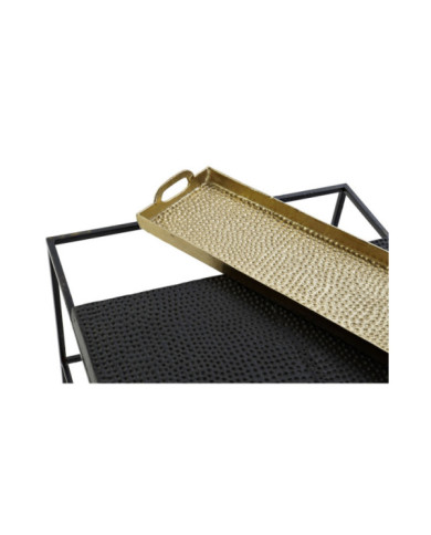 MESA CENTRO ACERO ALUMINIO 61X61X49 BANDEJA DORADO