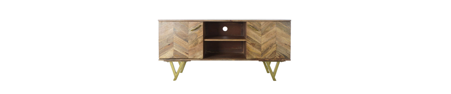 MUEBLE TV MANGO METAL 125X40X62,5 NATURAL NATURAL