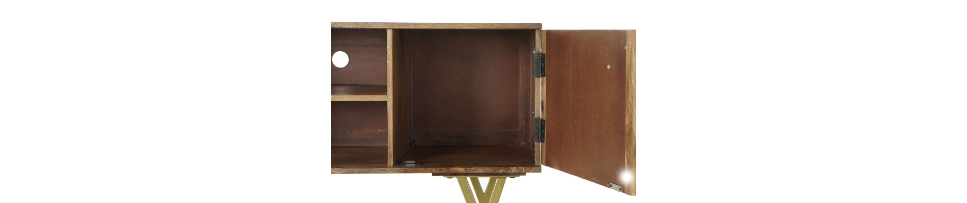 MUEBLE TV MANGO METAL 125X40X62,5 NATURAL NATURAL
